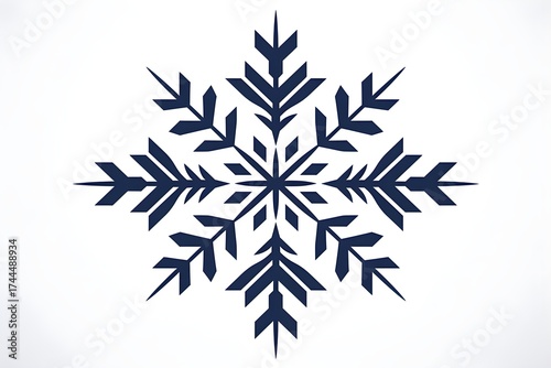 A detailed, symmetrical snowflake is rendered in a minimalist design, exemplifying the intricate beauty of the natural world