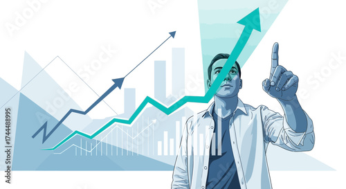 Business Analyst Pointing Toward Chart Indicating Financial Growth And Rising Success