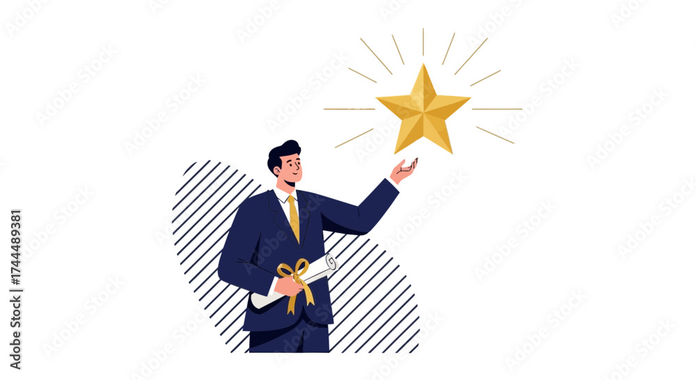 Naklejka premium Business Leader Achieving Goals And Receiving Stellar Recognition In Corporate World Now