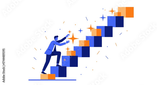 Business career and personal development, reaching goals and success illustration