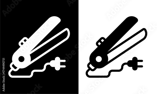 Hair Straightener Device Icon A minimalist icon of a hair straightener appliance