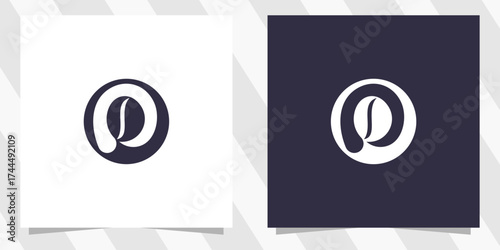 letter p with coffee logo design