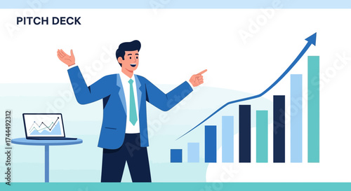 Business presentation depicting financial growth achieved through effective strategies and decisions