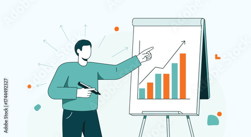 Business Presentation Depicting Growth And Data Analysis With Upward Arrow Visualization