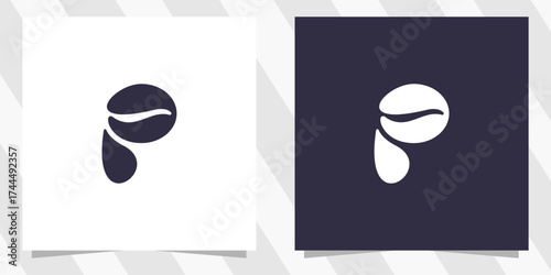 letter p with coffee logo design