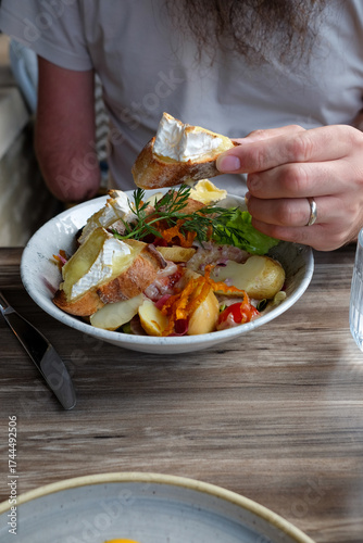 Wallpaper Mural Man Eating Salad with Camembert Cheese Torontodigital.ca