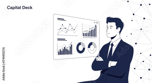 Business professional analyzing financial data on a screen, modern concept of business growth