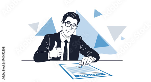 Business Professional Approving Agreement with Hand Gesture and Positive Agreement