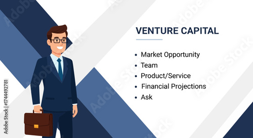 Business Professional Explaining Venture Capital Investment Criteria And Strategies