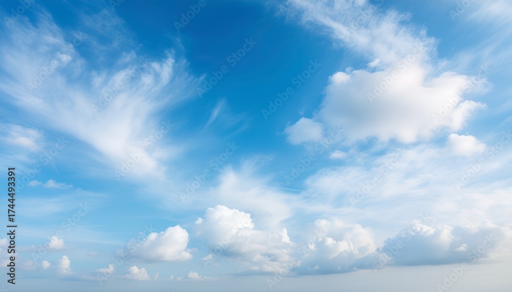 Obraz premium a soft pastel blue sky adorned with gentle wispy clouds drifting by