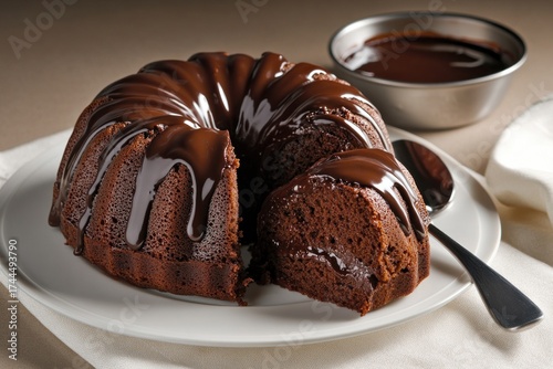 Delicious Chocolate Bundt Cake with Dripping Fudge Glaze close up
