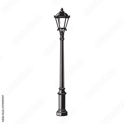 Vintage street lamp post silhouette black