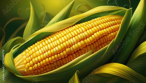 nutritious corn harvest close up of ripe maize cob nature s nourishing treasure ideal for health conscious diets and vibrant cooking essential for nourishing the body and soul corn background