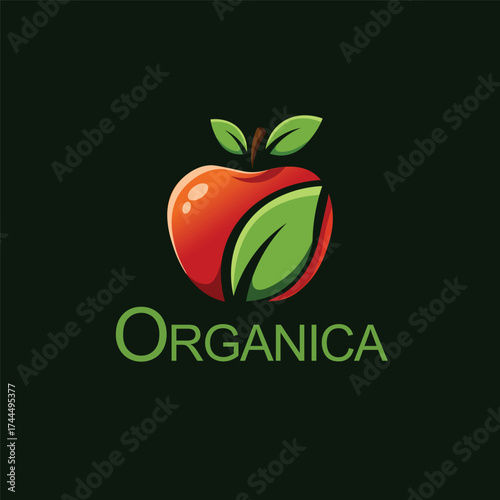 Vibrant red apple with a green leaf, symbolizing organica, fresh fruit, healthy food, and natural produce, ideal for organic markets, juice brands, or health and wellness businesses.

