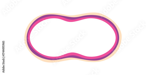 Groovy wavy outline rectangle retro frame with bubble shape accents adds a cartoon feel. Abstract border and graphic background create a bold y2k look, ideal for playful and trendy visual projects.