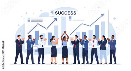 Business Team Celebrates Gains and Achievements After Reaching the Goal, Victory and Success