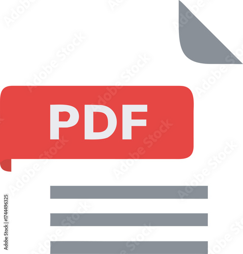 Modern pdf file icon symbol for digital documents and data archiving.