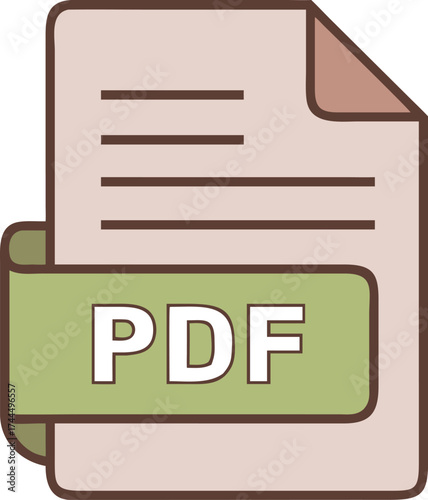 Iconic pdf document symbol representing digital files and information storage