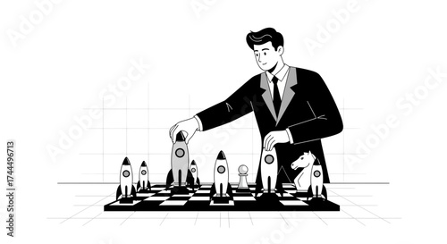 Business Strategist Playing A Game Of Chess Representing Startup Business Launch And Growth