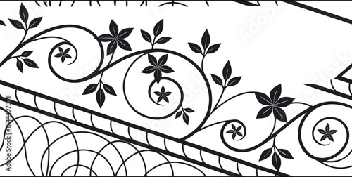 Luxury Ornamental Floral Vector Pattern | Black and White Decorative Swirl and Geometric Tile for Fashion, Fabric, Carpet, Interior and Graphic Design | Timeless Digital Art Texture