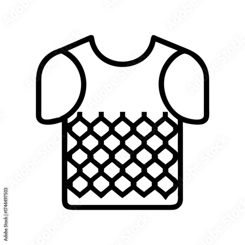 Chainmail shirt outline in minimalist style on white background  