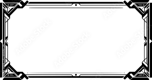 Art Deco Inspired Black Geometric Border on White Background
