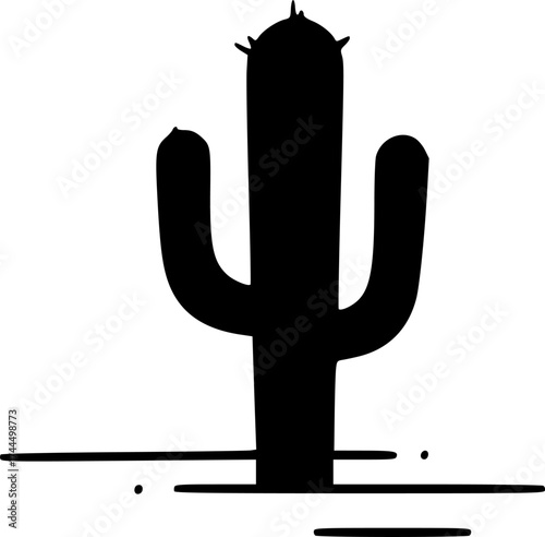 Desert cactus illustration on white with path and minimalist style
