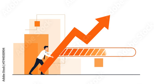 Businessman Striving To Elevate The Arrow And Boost Profit Growth Towards The Top No Limits
