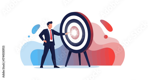 Businessman Targeting Success: Reaching The Goal With Strategic Precision
