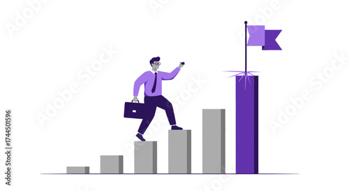 Businessperson Climbing The Chart To Achieve Success And Reach Their Goals