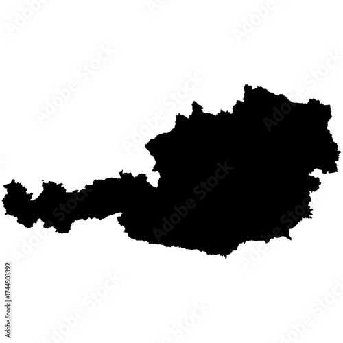Editable detailed black vector silhouette of the country of Austria.