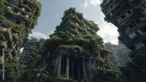 Overgrown Abandoned Buildings: A Post-Apocalyptic Cityscape Revealing Nature's Reclamation