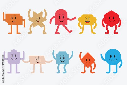 collection geometric shapes character