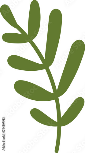 Leafy Branch with Simple Shapes