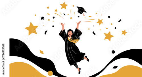Celebrating Academic Achievement: A Joyful Illustration of Graduation and Future Success