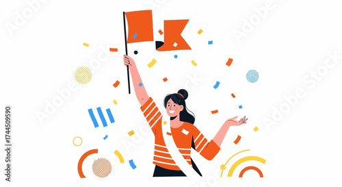 Celebrating Victory: A Joyful Illustration Depicting Achievement and Success Celebration