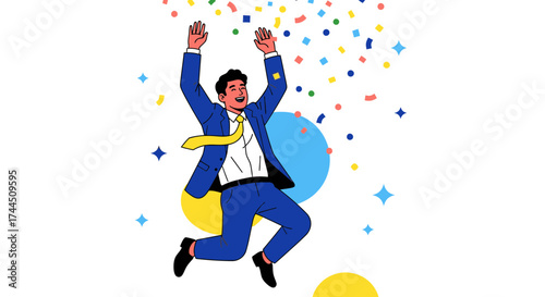 Celebrating Victory: A Joyful Vector Illustration of Success and Achievement