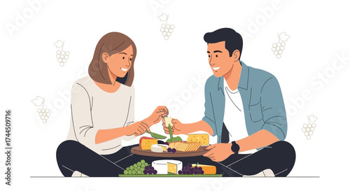 Cheerful Couple Enjoying Gourmet Delicacies During A Pleasant Afternoon Together