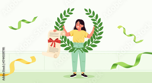 Celebrating Achievement and Success: A Young Woman Receives Recognition and Honors