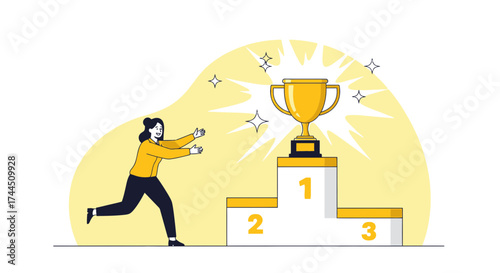 Celebrating Achievement, Success, And Victory with A Vector Illustration Depiction of A Winner