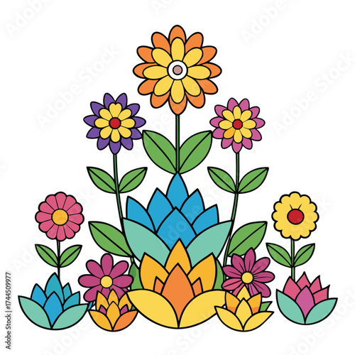 Floral Design with Flowers on White Background