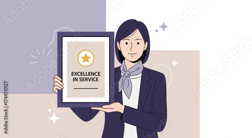 Celebrating Excellence and Recognition: Woman Holding a Certificate of Achievement in Business