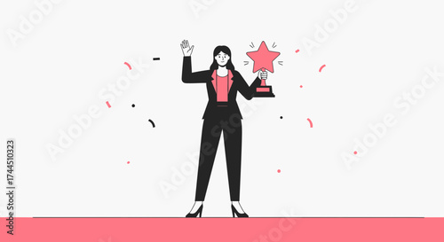 Celebrating Success: A Businesswoman Achieves Her Award And Displays Her Achievement