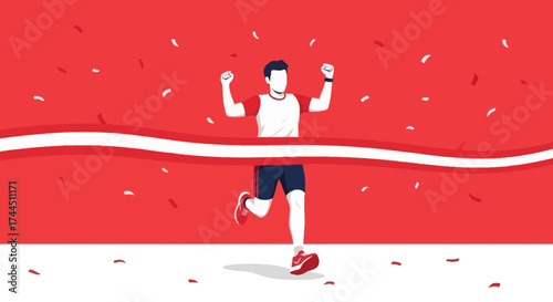 Champion Sprinter Triumphantly Crossing The Finish Line With Victory Momentum