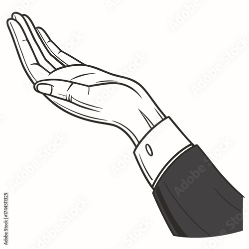 Vector art of open hand of a person in a suit