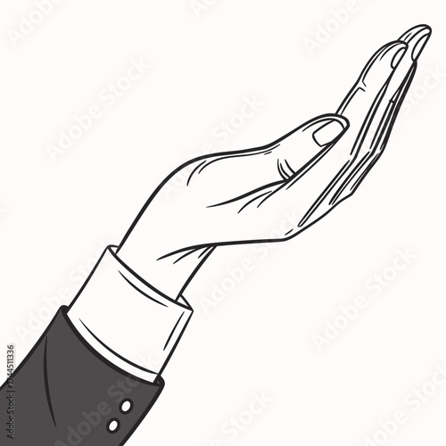 Vector art of open hand in a suit sleeve