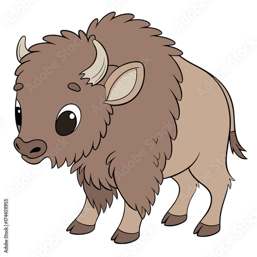 Vector art of cute cartoon bison