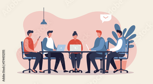 Diverse business team collaborating in modern office Productive meeting teamwork and strategy discussion