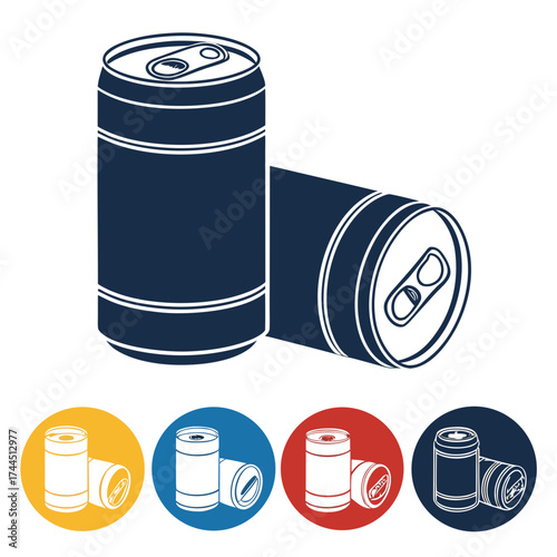 Vector art of set of soda cans in different colors