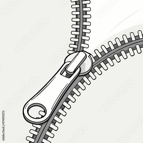 Vector art of closeup illustration of a zipper